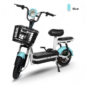 Classic Black and White Electric Bicycle 48V E-Bike 2 Seater City Moped Scooter with Cargo Basket and Passenger Backrest Adult Electric Bike